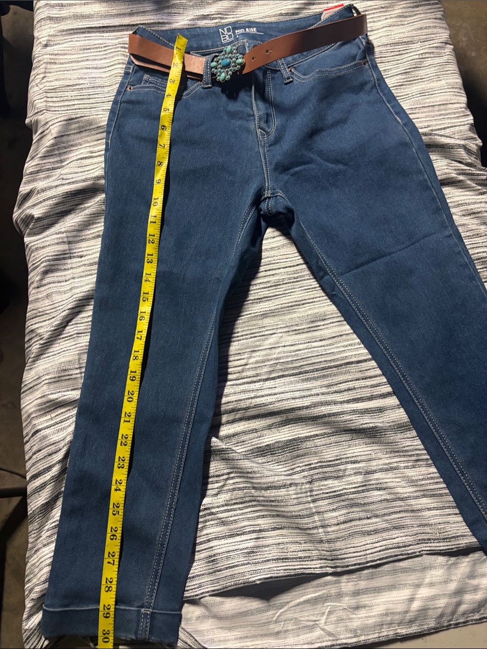 No Boundaries Dark Blue Ankle Jeans with Brown Belt